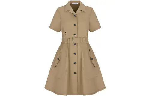 DIOR FW22 Short Sleeved Dress Women's Khaki