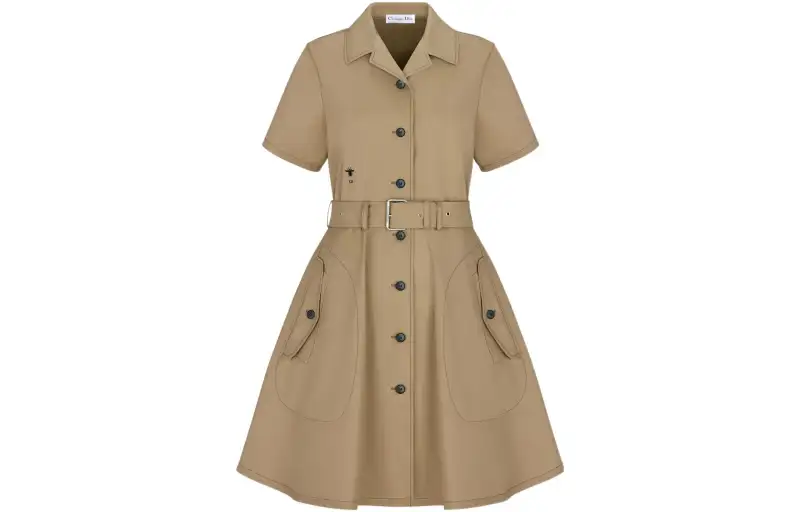 DIOR FW22 Short Sleeved Dress Women's Khaki