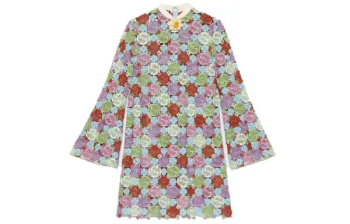 GUCCI Fw22 Tanabata Series Long Sleeved Dresses Women's Multicolor Crew Neck Moderate