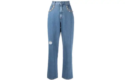 Golden Goose Jeans Women's Blue Moderate Straight Fit Pants