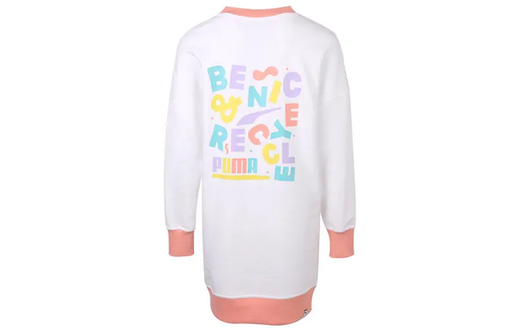 PUMA Long-Sleeved Dresses Women's White Crew Neck Moderate Short