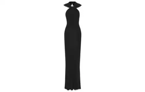 SAINT LAURENT Open Back Hooded Long Dress