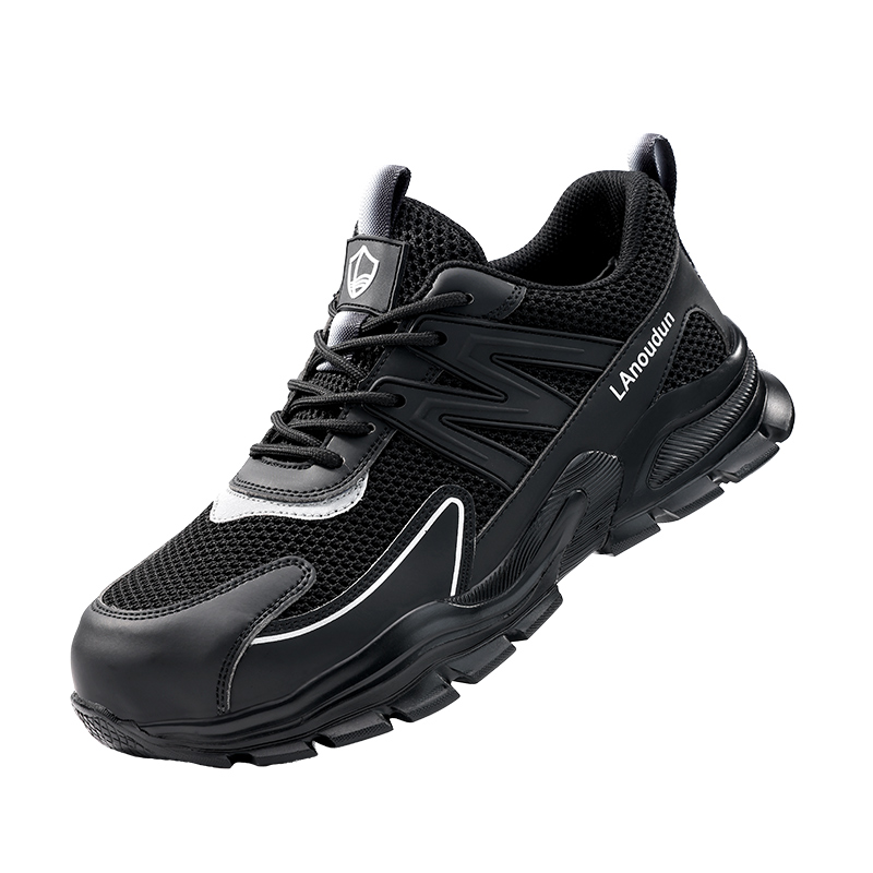 LANOUDUN Safety Shoes Men’s Impact Resistant Lightweight Low top Outdoor Shoes Unisex Black