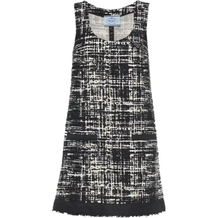 PRADA Scoop Neck Tweed Shift Dress
