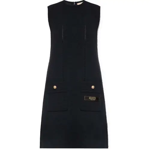 【Previous Season】embroidered-logo wool dress