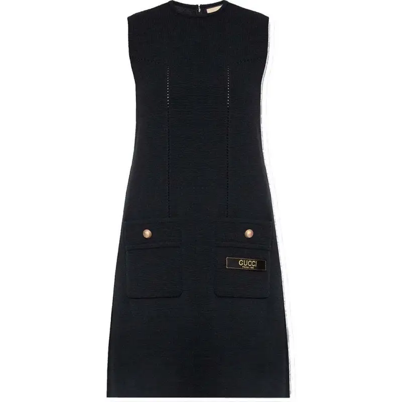 【Previous Season】embroidered-logo wool dress