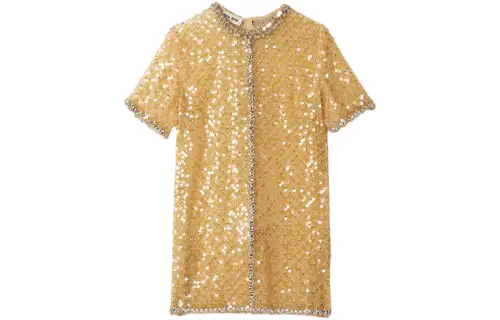 MIU MIU Short Sleeved Dress Women's Sandy Beige
