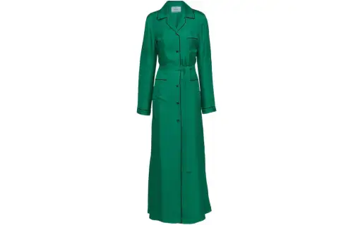 PRADA Long Sleeved Dresses Women's Green V Neck Moderate