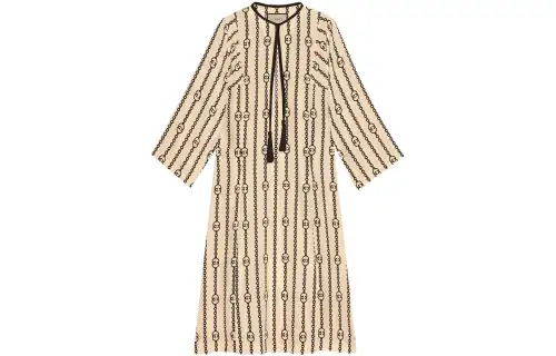 GUCCI SS21 Long Sleeved Dress Women's Khaki