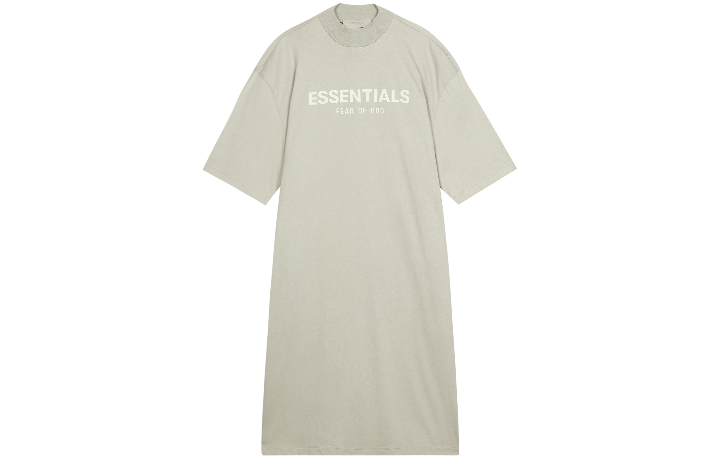 Fear of God Essentials FW22 Gray Short Sleeve Midi Dress Smoke Letter Printed Midi Round Neck Short Sleeve Dress Women's Smoke Gray
