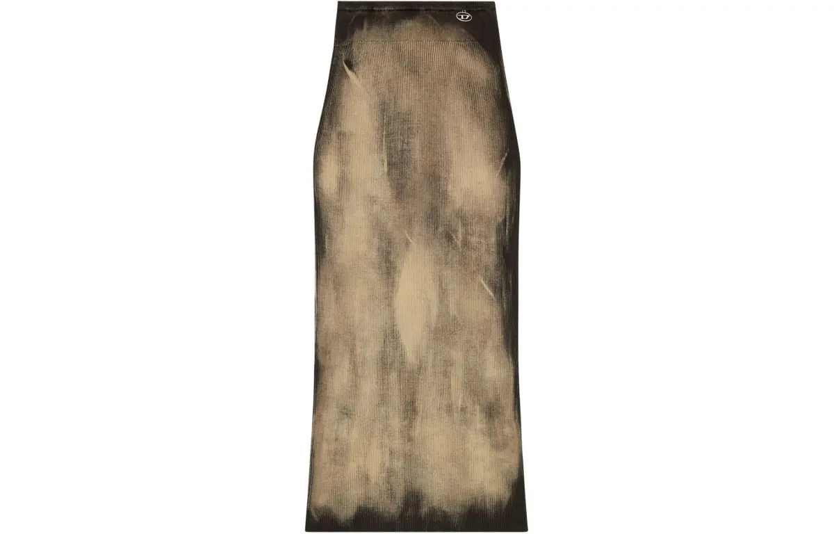 DIESEL M-Delma Logo Plaque Ribbed Skirt