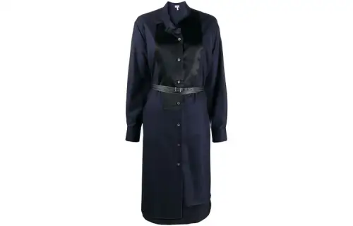 LOEWE Asym Shirtdress Leather Belt 'Navy Blue'