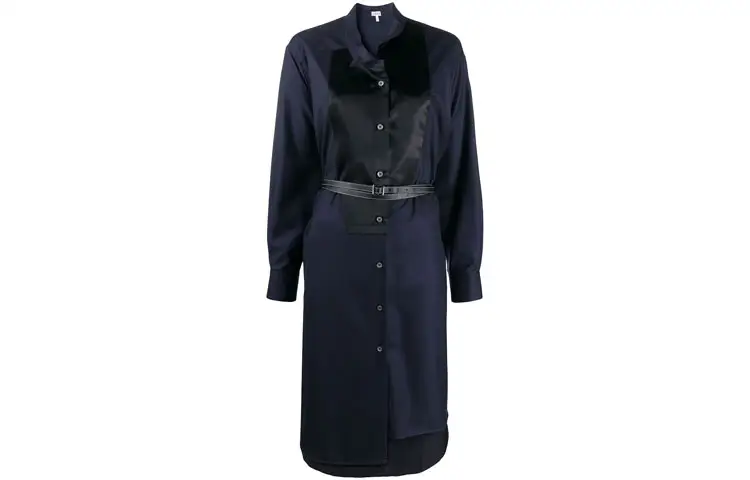LOEWE Asym Shirtdress Leather Belt 'Navy Blue'