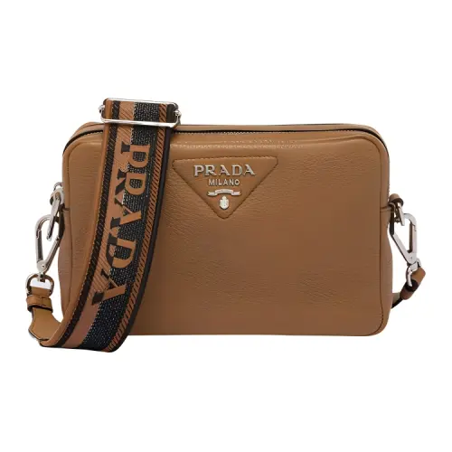 PRADA Leather Camera Bag, Crossbody Bag, Shoulder Bag Medium Women's Caramel