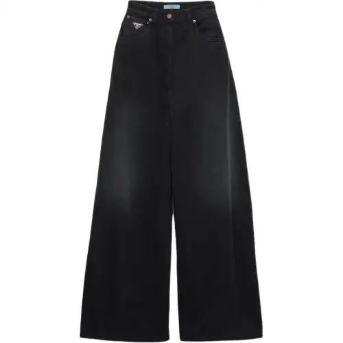 Prada Logo Patch Wide-Leg Jeans