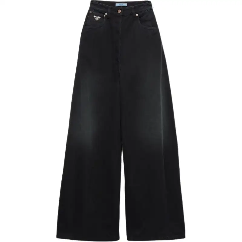 Prada Logo Patch Wide-Leg Jeans