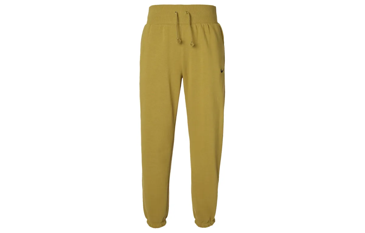 Nike Phoenix Fleece Solid Color Lace Up Elastic Cuff Loose Fit Fleece Lined Knitted Sweatpants Women's Bronze