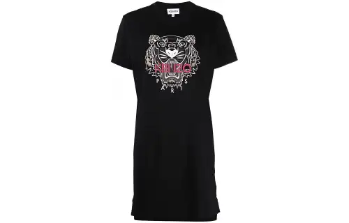 KENZO Classic Tiger Head Short Sleeved Dress Women's Black