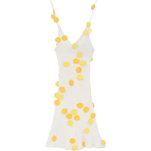 LOEWE Slip Dresses Women's White V Neck Thin Short