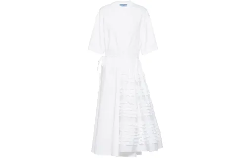 PRADA SS21 Short Sleeved Dress Women's White
