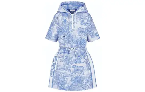 DIOR Quarterly New Products SS22 Short Sleeved Dress Women's Blue