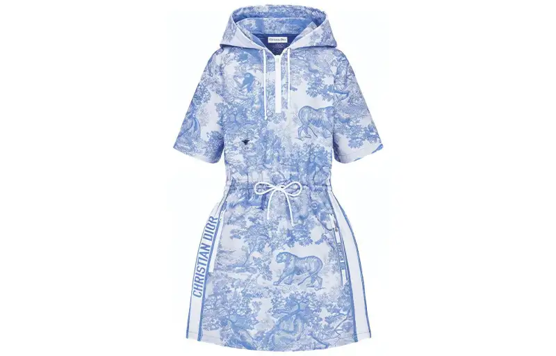 DIOR Quarterly New Products SS22 Short Sleeved Dress Women's Blue