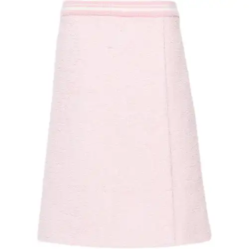 MIU MIU Knitted Fabric A Line Midi Dress Women's Petal Pink