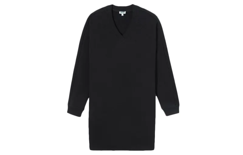 KENZO Long Sleeved Dresses Women's Black V Neck Moderate
