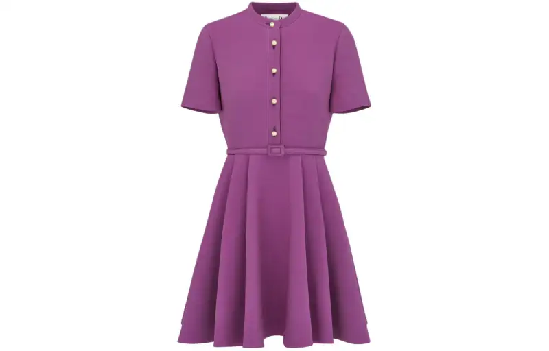 DIOR Short Sleeved Dress Women's Purple