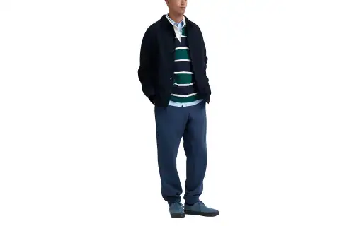 UNIQLO Knitted Sweatpants Unisex Dark Blue Thickened Straight Fit Pants