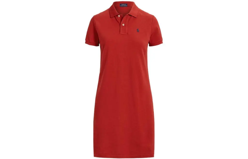 Polo Ralph Lauren SS22 Short Sleeved Dress Straight Fit Version Women's Red