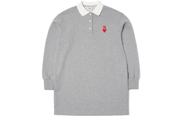 MLB Long-Sleeved Dresses Women's Gray Polo Collar Moderate Short