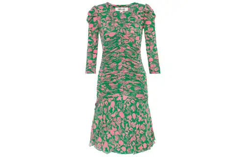 DIOR Long Sleeved Dresses Women's Green V Neck Moderate Short