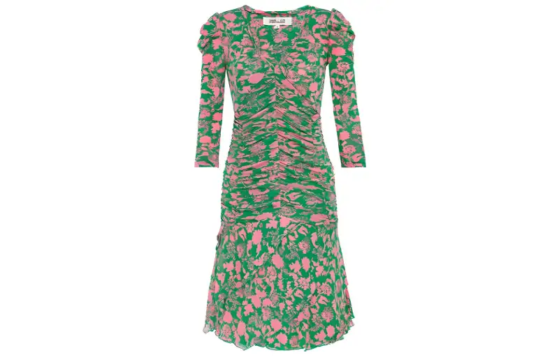 DIOR Long Sleeved Dresses Women's Green V Neck Moderate Short