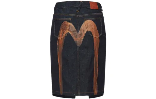 EVISU Denim Long Skirts Women's Denim Blue Moderate Mid Length A Line Skirt