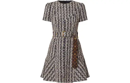 LOUIS VUITTON Short Sleeved Dress Women's Black