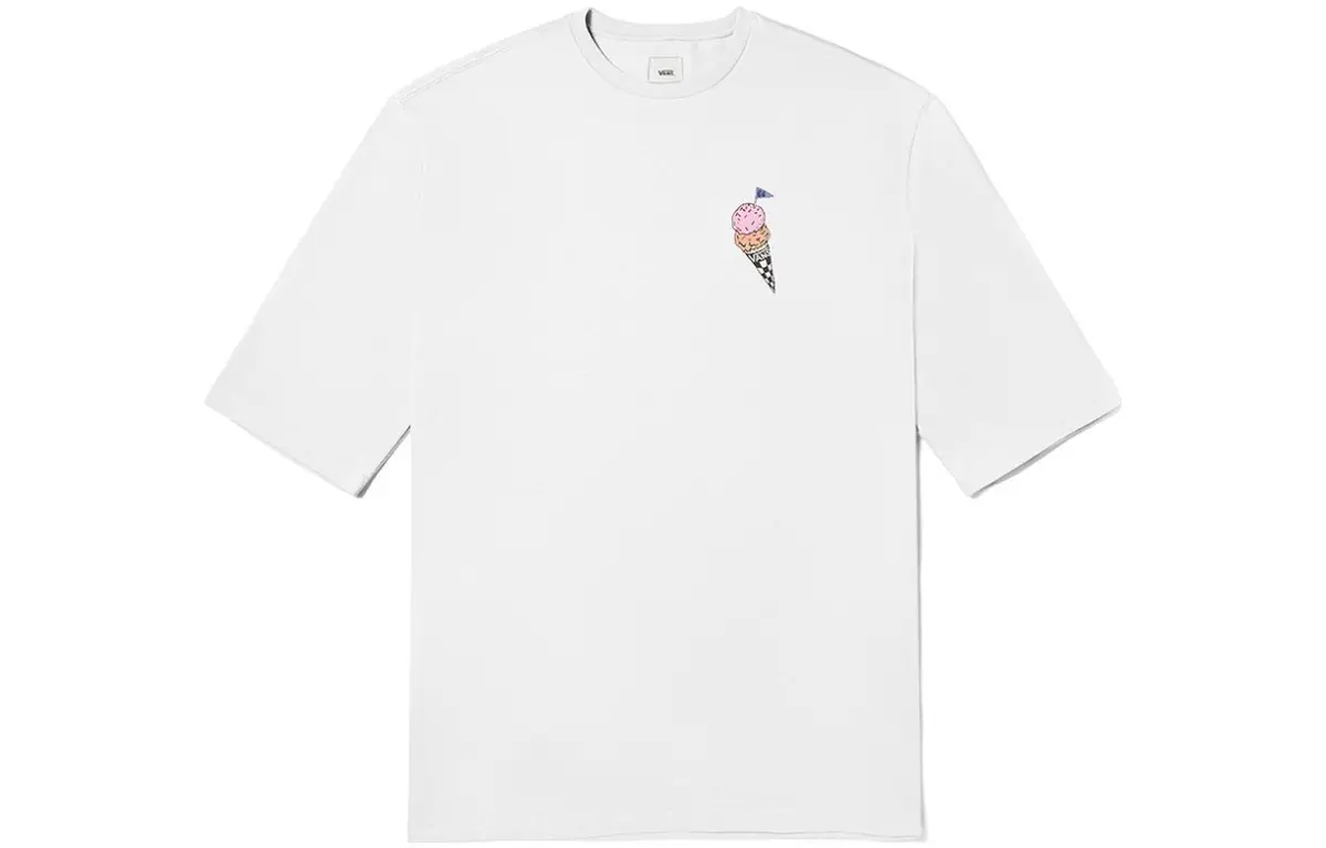 Vans Short-Sleeved Dresses Women's White Crew Neck Moderate Mid-Length