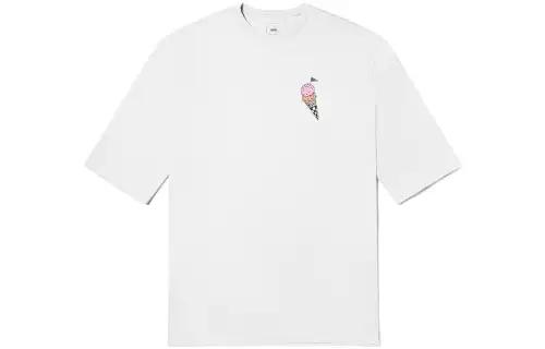 Vans Short Sleeved Dresses Women's White Crew Neck Moderate Mid Length
