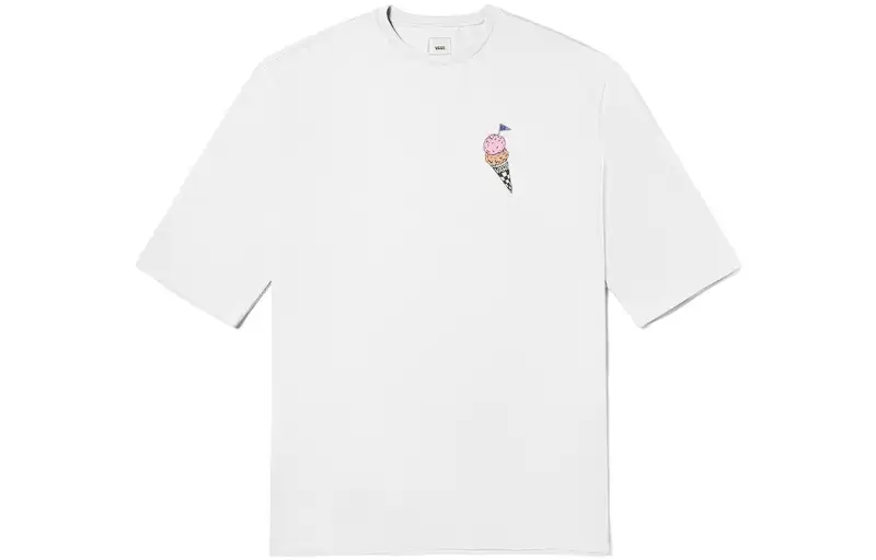 Vans Short Sleeved Dresses Women's White Crew Neck Moderate Mid Length