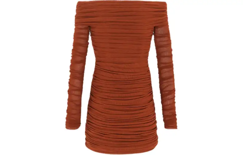 Saint Laurent Ruched Off-Shoulder Tulle Dress
