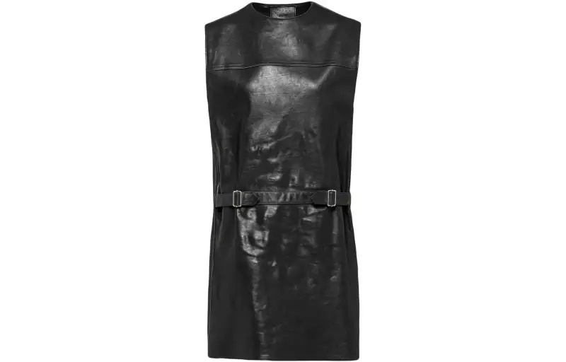 sleeveless leather mini dress