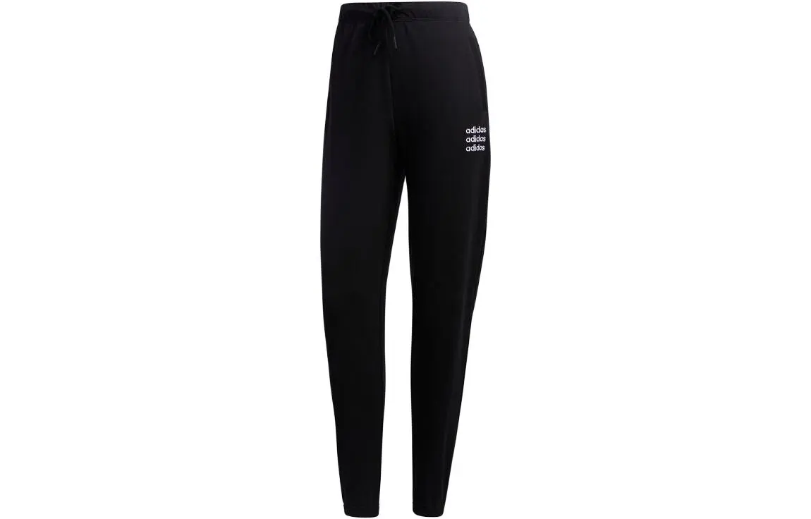 Adidas Knitted Sweatpants Women's Black Moderate Cuffed Pants