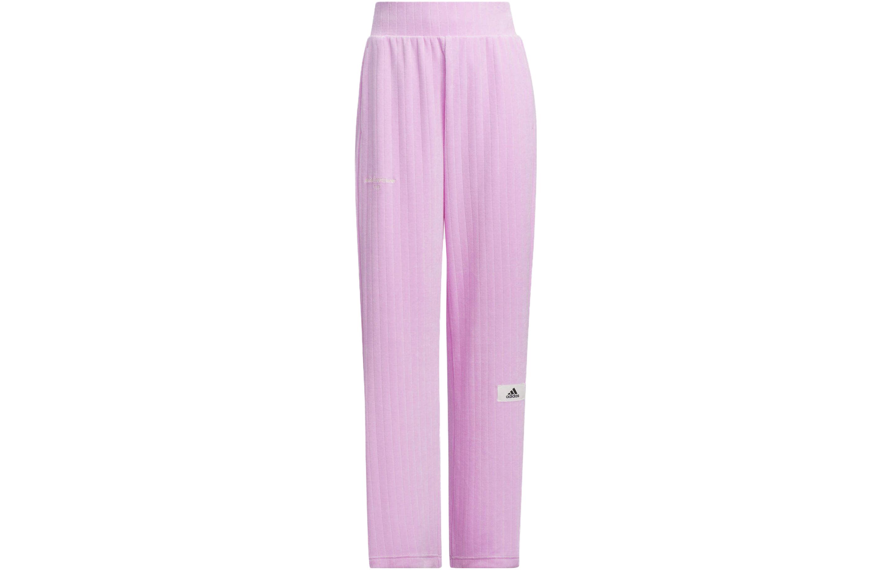 Adidas Lounge Knitted Sweatpants Women's Pink Moderate Straight Fit Pants