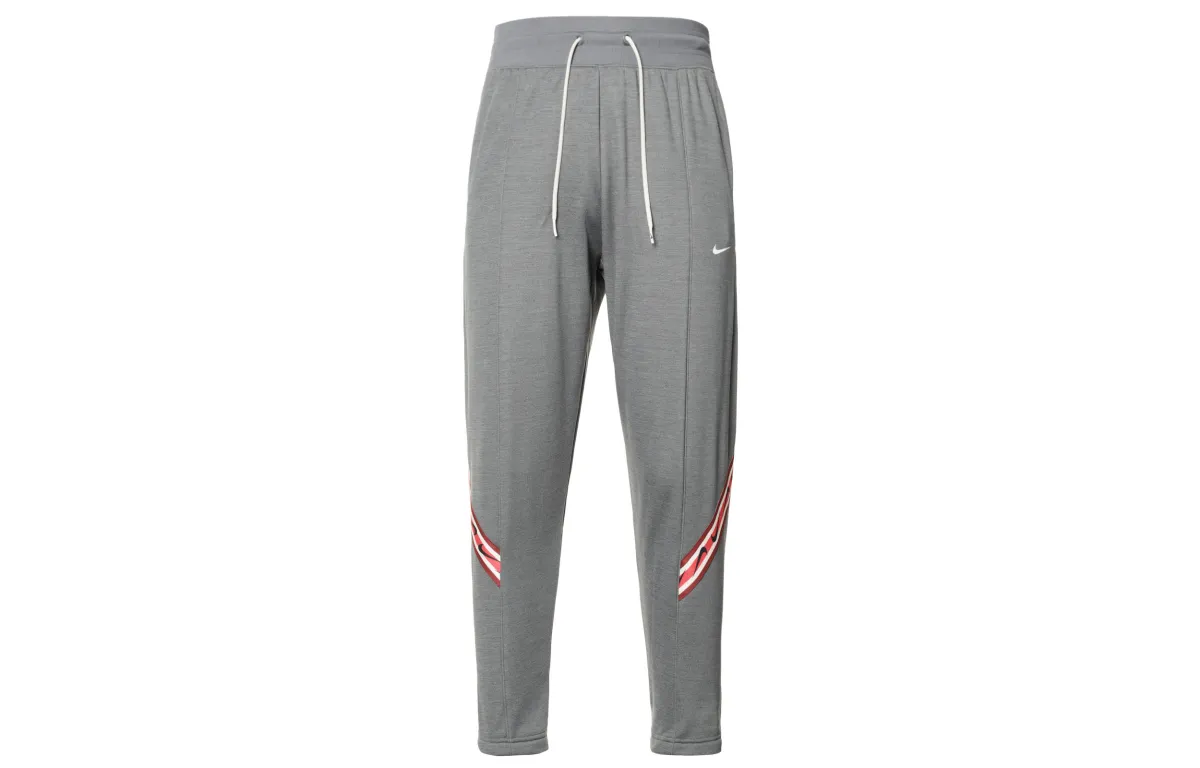 Nike THERMA FIT ONE Color Block Style Cone Cut High Rise Ankle Length Fleece Lined Knitted Sweatpants Women's Gray