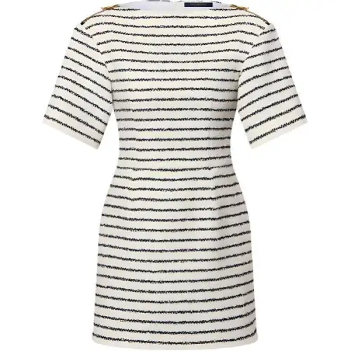 Lv Striped Tweed Dress