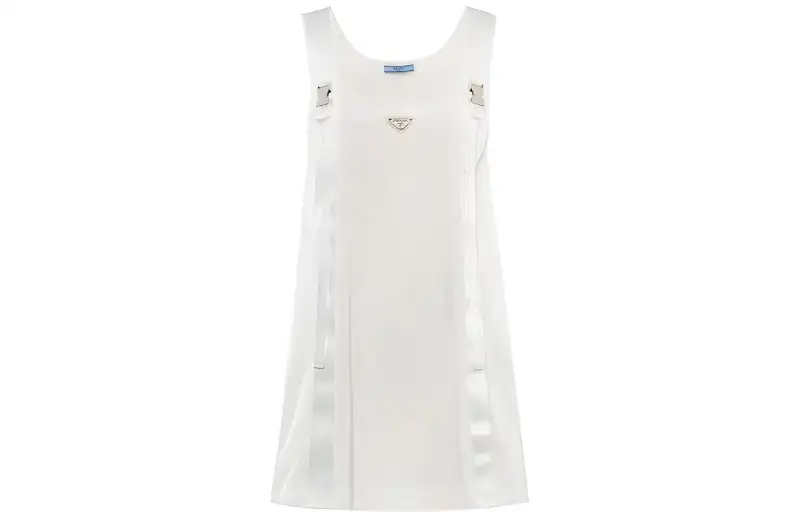 PRADA Sleeveless Dresses Women's White Crew Neck Moderate