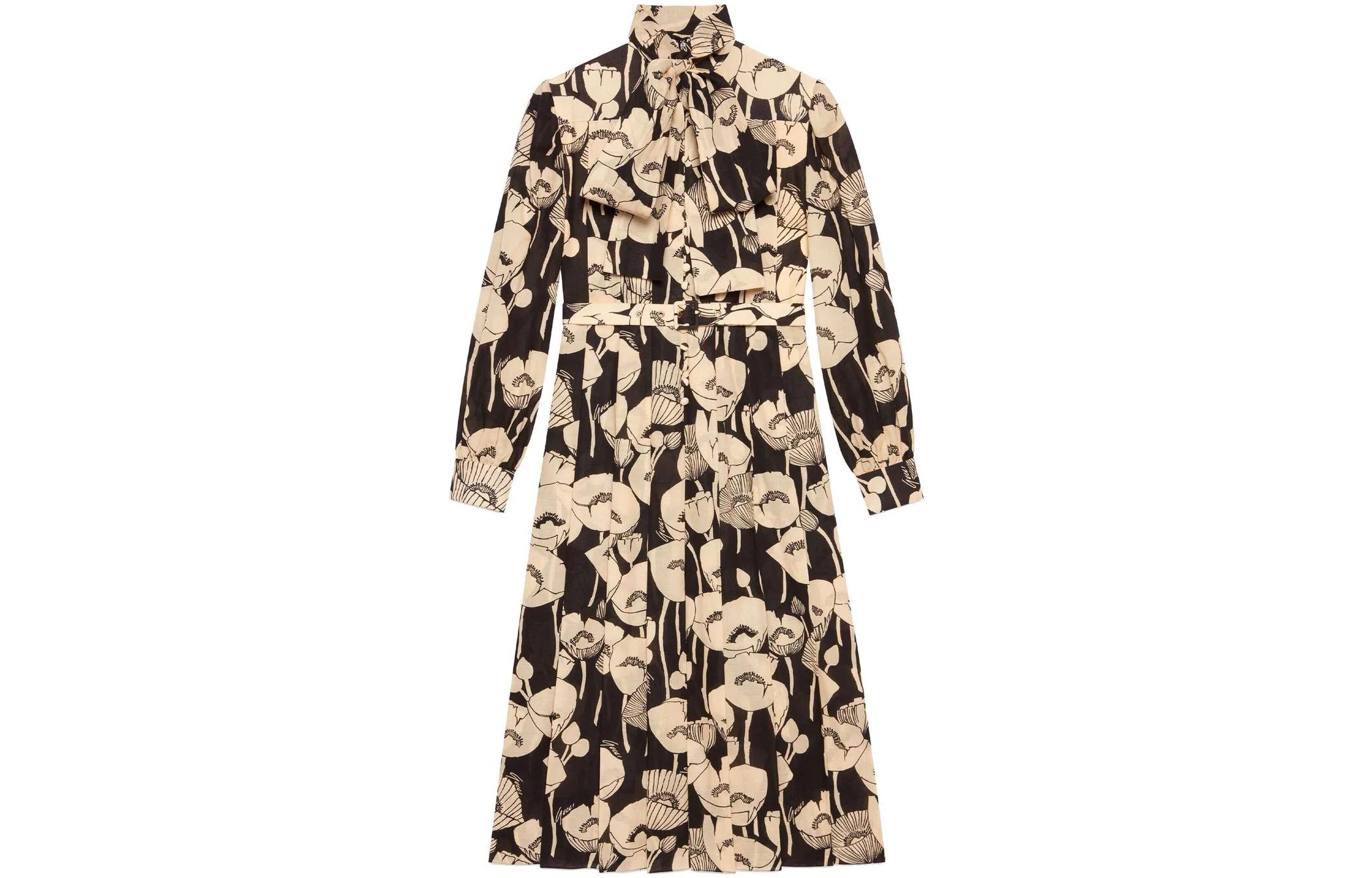 GUCCI SS22 Long Sleeved Dress Women's Multicolor
