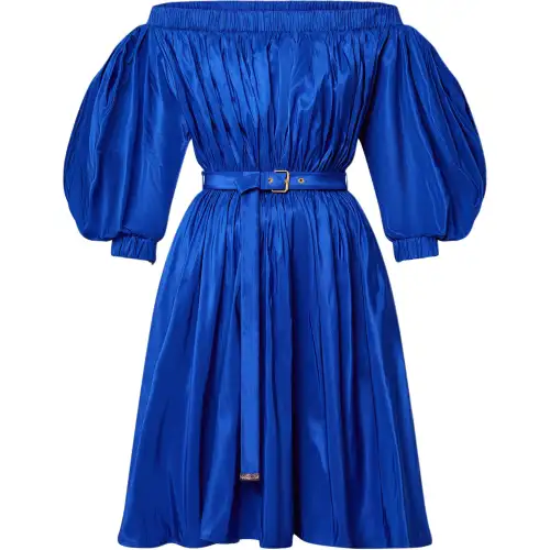 Lv Off the Shoulder Plissé Dress