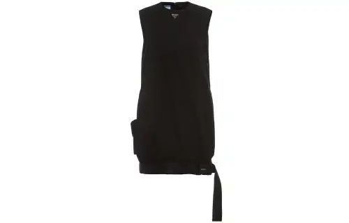 PRADA Sleeveless Dresses Women's Black V Neck Moderate
