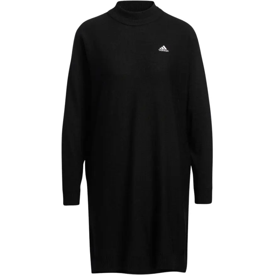 Adidas Long-Sleeved Dresses Women's Black Crew Neck Moderate Mid-Length